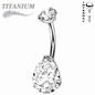 Titanium Internally Threaded Belly Banana Teardrop/Pear Prong Drop Gem