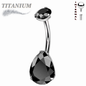Titanium Internally Threaded Belly Banana Teardrop/Pear Prong Drop Gem