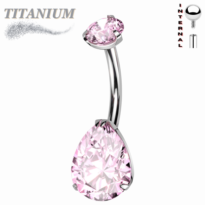 Titanium Internally Threaded Belly Banana Teardrop/Pear Prong Drop Gem