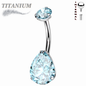 Titanium Internally Threaded Belly Banana Teardrop/Pear Prong Drop Gem