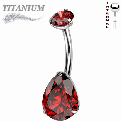Titanium Internally Threaded Belly Banana Teardrop/Pear Prong Drop Gem