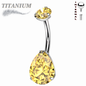 Titanium Internally Threaded Belly Banana Teardrop/Pear Prong Drop Gem