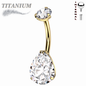 Titanium Internally Threaded Belly Banana Teardrop/Pear Prong Drop Gem