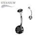 Titanium Prong Clasped Round CZ Belly Bananas Internally Threaded