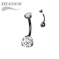 Titanium Prong Clasped Round CZ Belly Bananas Internally Threaded
