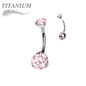 Titanium Prong Clasped Round CZ Belly Bananas Internally Threaded