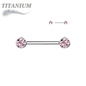 Titanium Internally Threaded Nipple Barbell w/ Forward Facing CZ Bezel