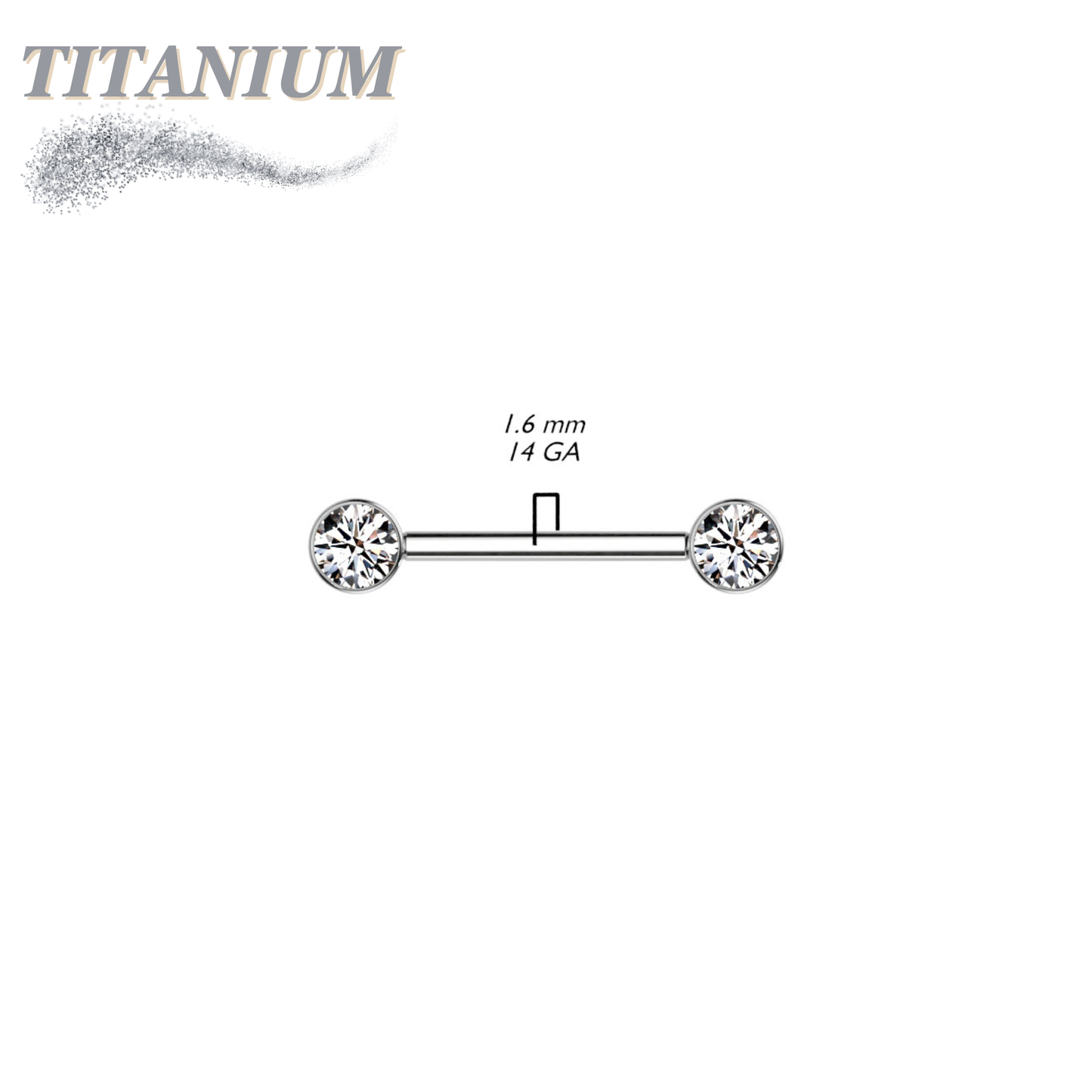 Titanium Internally Threaded Nipple Barbell w/ Forward Facing CZ Bezel