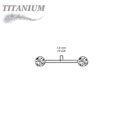 Titanium Internally Threaded Nipple Barbell w/ Forward Facing CZ Bezel