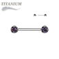 Titanium Internally Threaded Nipple Barbell w/ Forward Facing CZ Bezel