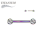 Titanium Internally Threaded Nipple Barbell w/ Forward Facing CZ Bezel