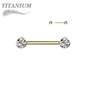 Titanium Internally Threaded Nipple Barbell w/ Forward Facing CZ Bezel