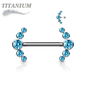 Titanium Nipple 5 CZ Curve Ends Internal Threaded Barbell