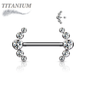 Titanium Nipple 5 CZ Curve Ends Internal Threaded Barbell