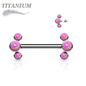 Titanium Internally Threaded Nipple Bars w/ 3 Forward Facing Opals in a Curve