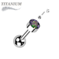 Titanium Internally Threaded Cartilage Barbell with Premium Round Bezel Set CZ