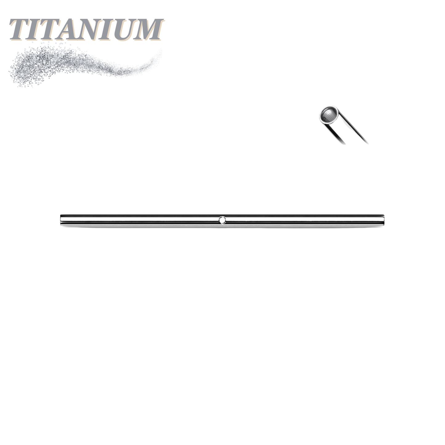 Titanium Internally Threaded Industrial Barbell with Middle Hole (Post Only)