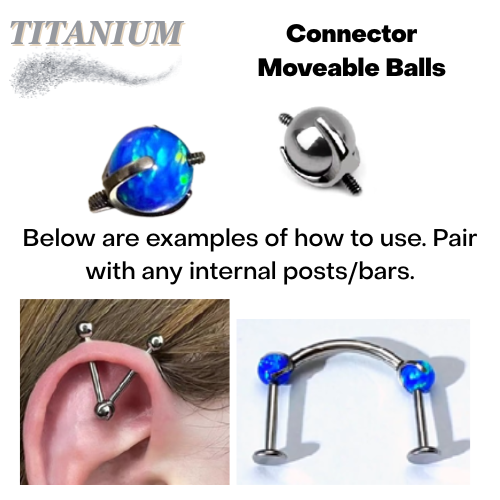 Titanium Internally Threaded Double-Side Connector Moveable Ball