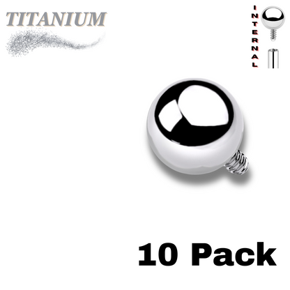 Titanium Internally Threaded Solid Balls (Top Only) - 10 Pack