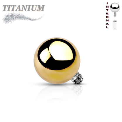 Titanium Internally Threaded Solid Ball - Singles (Top Only)
