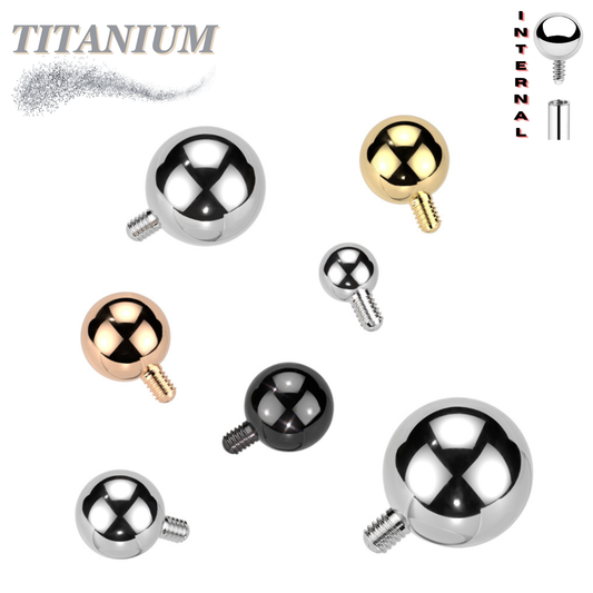 Titanium Internally Threaded Solid Ball - Singles (Top Only)