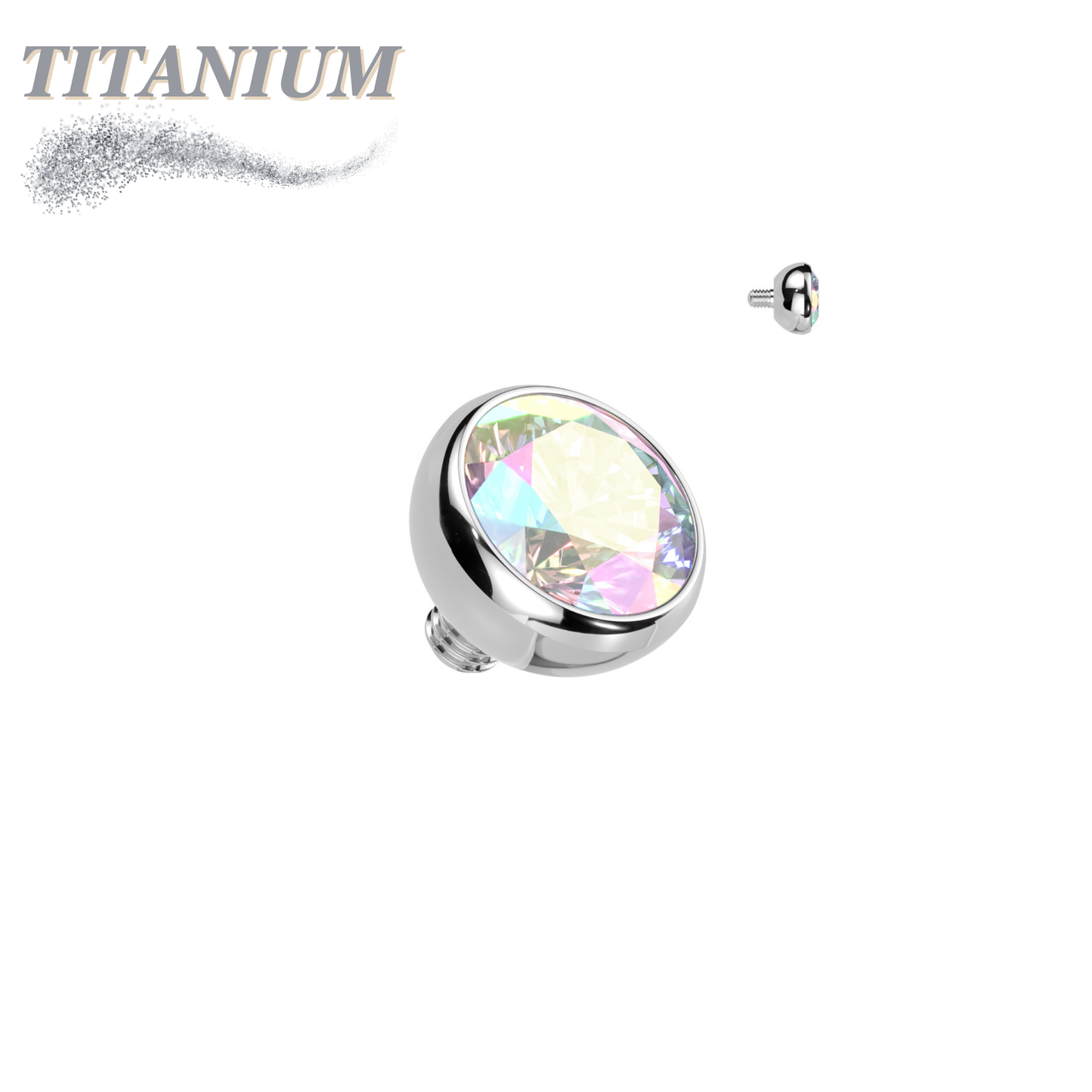 Titanium Internally Threaded CZ Bezel Set (Top Only)