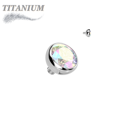 Titanium Internally Threaded CZ Bezel Set (Top Only)