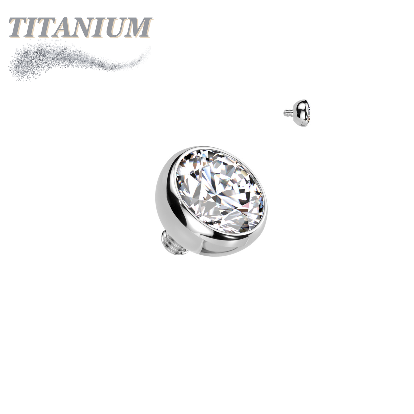 Titanium Internally Threaded CZ Bezel Set (Top Only)
