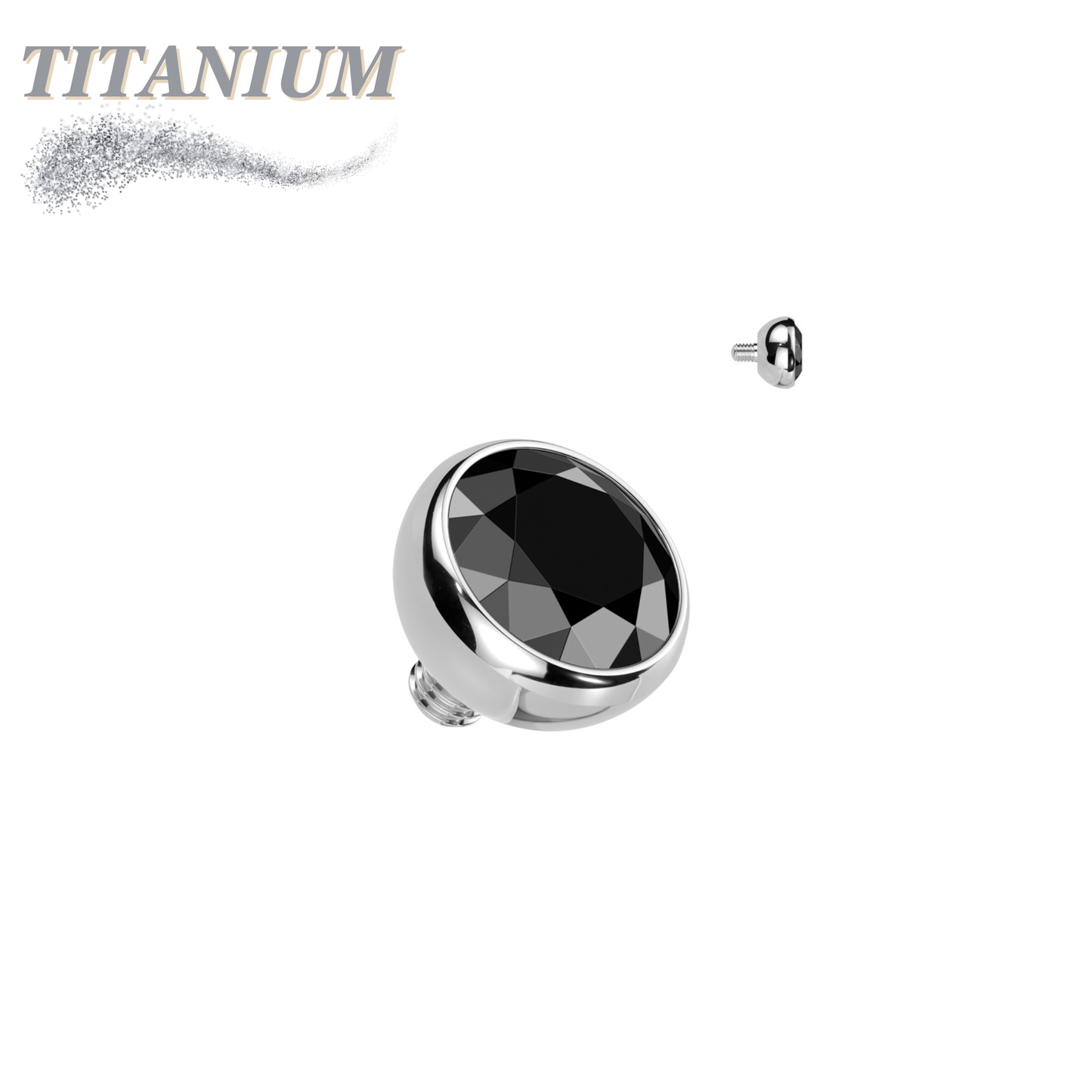 Titanium Internally Threaded CZ Bezel Set (Top Only)
