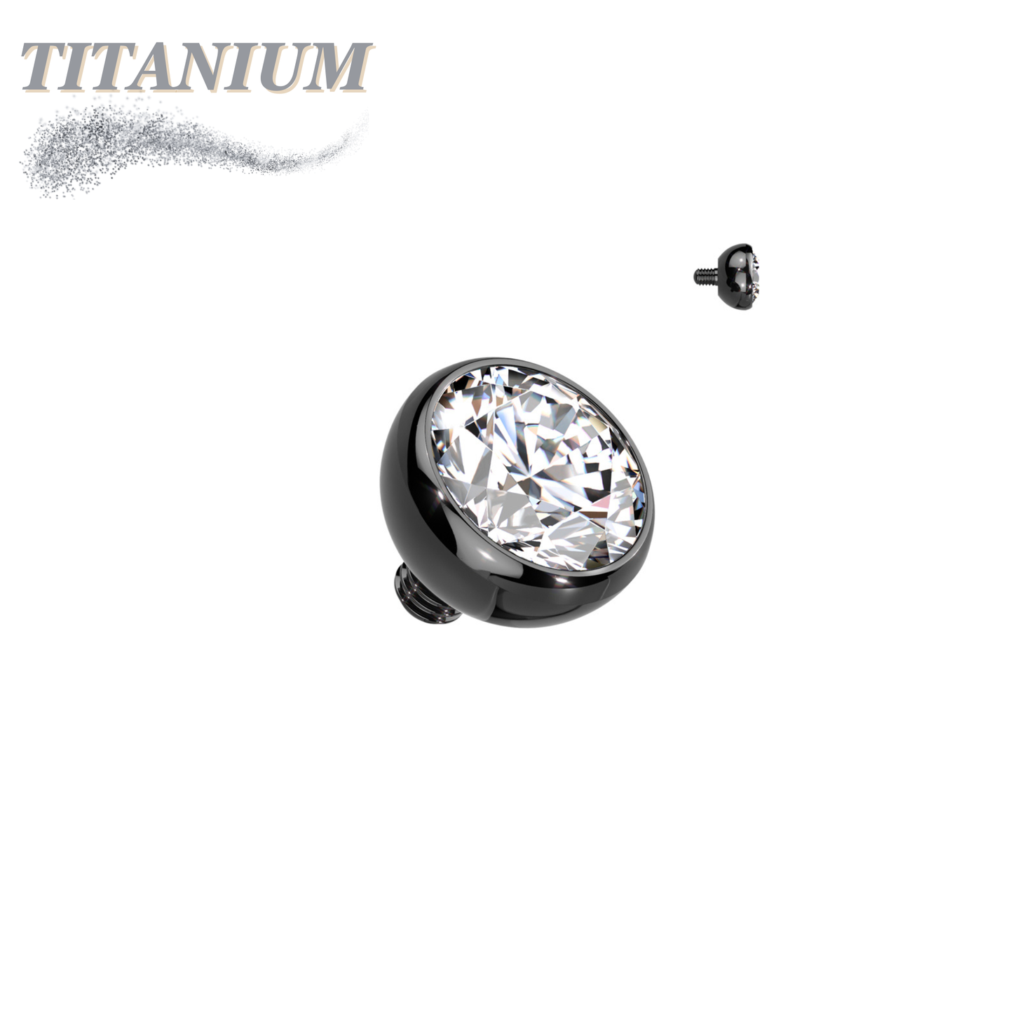 Titanium Internally Threaded CZ Bezel Set (Top Only)