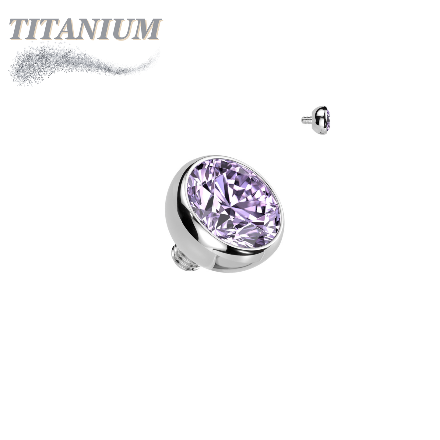 Titanium Internally Threaded CZ Bezel Set (Top Only)