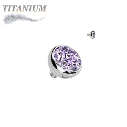 Titanium Internally Threaded CZ Bezel Set (Top Only)