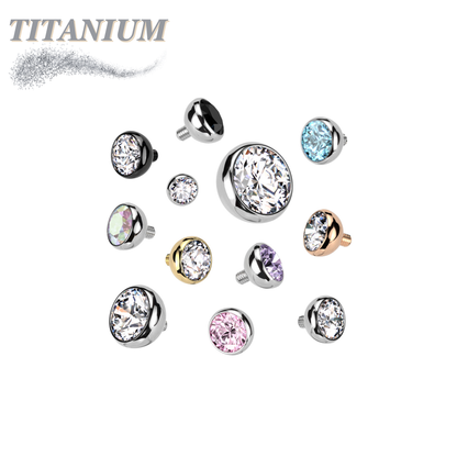 Titanium Internally Threaded CZ Bezel Set (Top Only)