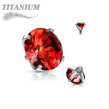 Titanium Internally Threaded Prong Gem (Top Only)
