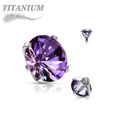 Titanium Internally Threaded Prong Gem (Top Only)