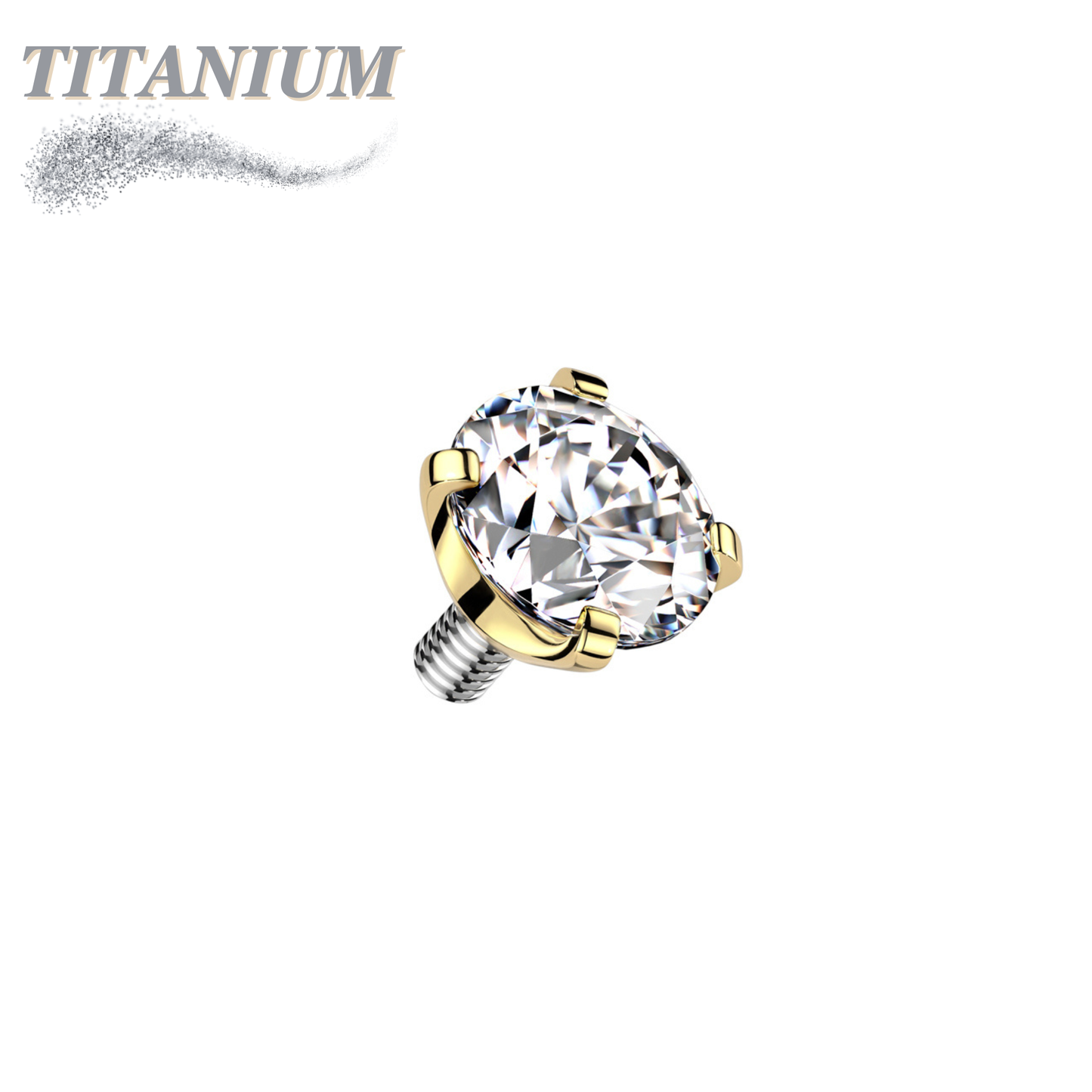 Titanium Internally Threaded Prong Gem (Top Only)
