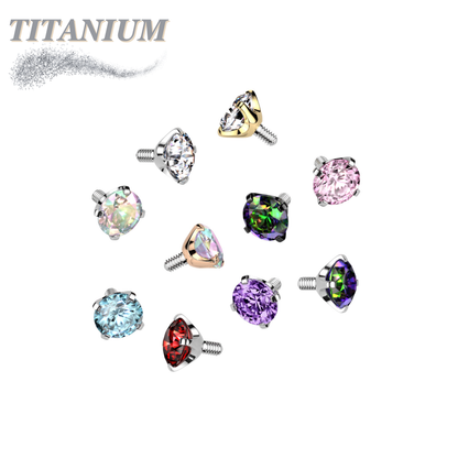 Titanium Internally Threaded Prong Gem (Top Only)