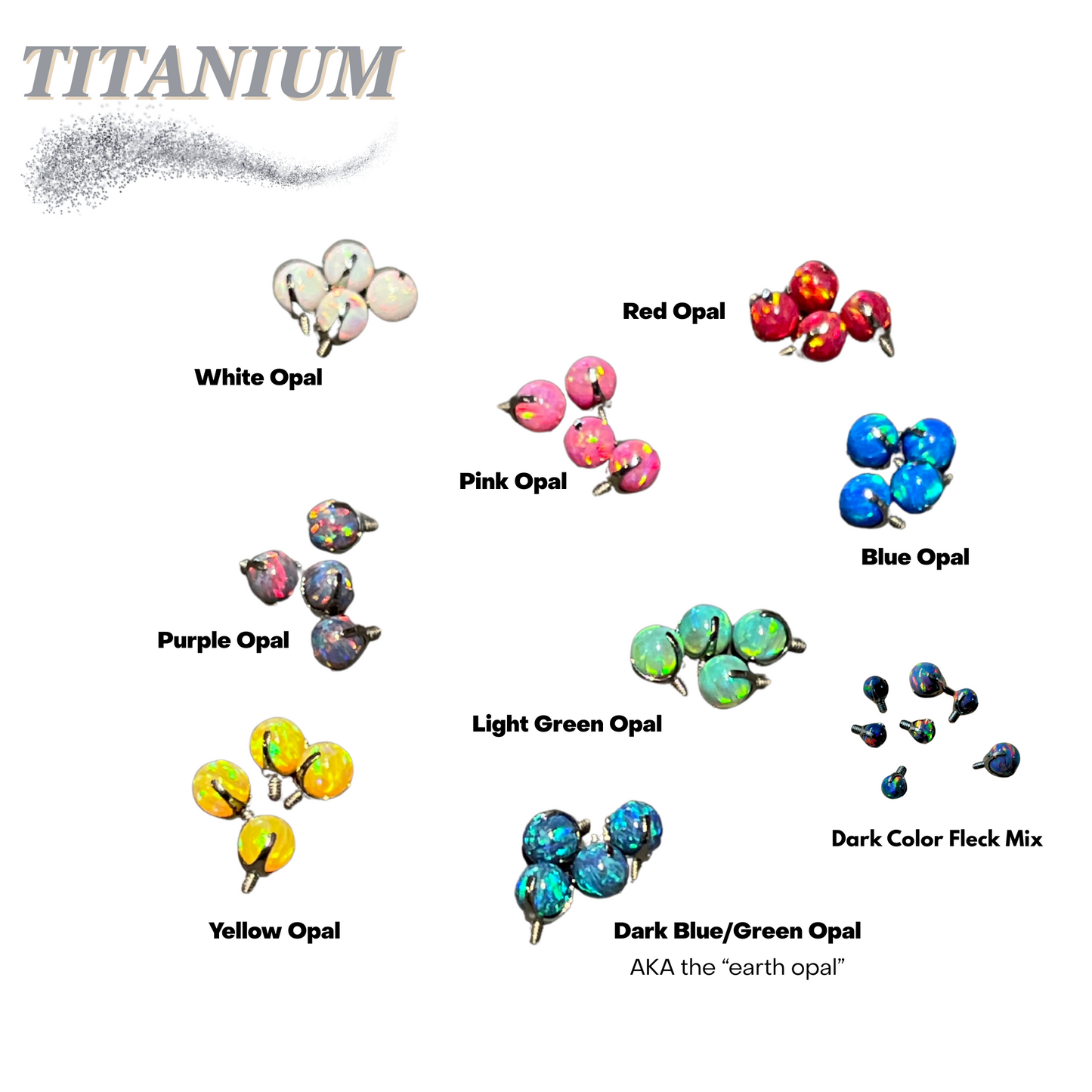Titanium Internal Thread Opal Claw Set Ball (Top Only)