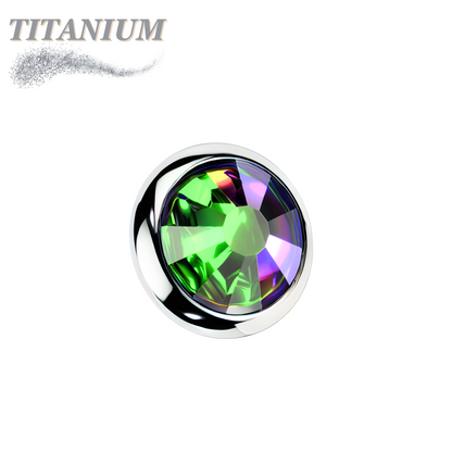 Titanium Internally Threaded Bezel Set Flat Gem (Top Only)