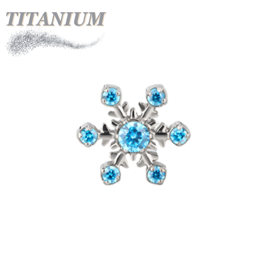 Titanium Internally Threaded CZ Snowflake (Top Only)