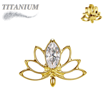 Titanium Internally Threaded Lotus Marquise Flower (Top Only)