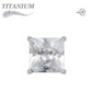 Titanium Internally Threaded Square Gem (Princess Cut) in Claw Set - (Top Only)