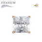 Titanium Internally Threaded Square Gem (Princess Cut) in Claw Set - (Top Only)