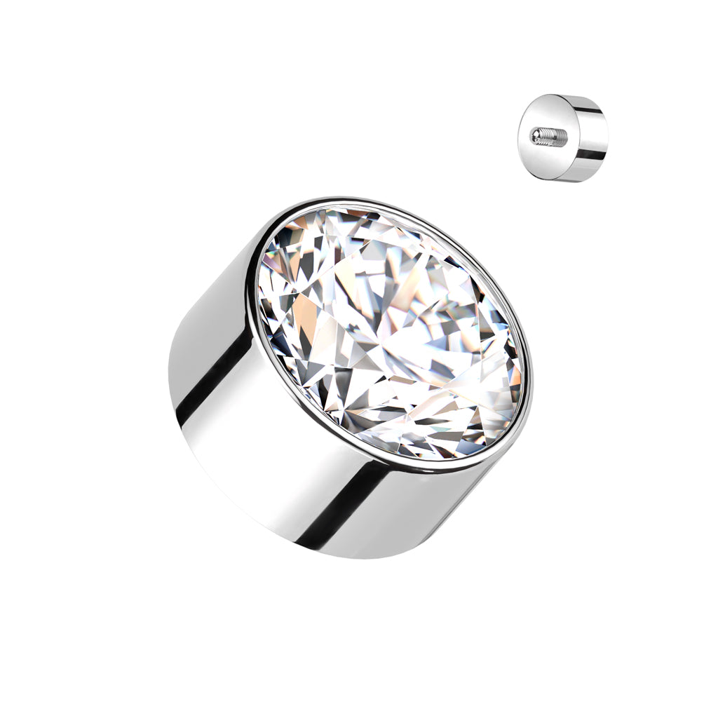 Titanium Internally Threaded Premium Round Bezel Gem (Top Only)