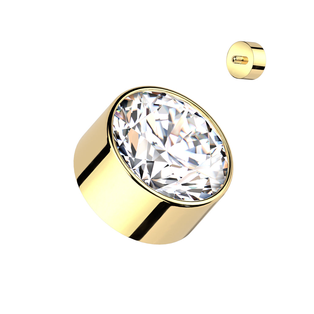 Titanium Internally Threaded Premium Round Bezel Gem (Top Only)