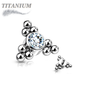 Internal Thread Titanium Single CZ with Triple Ball Clusters Top