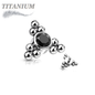 Internal Thread Titanium Single CZ with Triple Ball Clusters Top