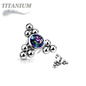 Internal Thread Titanium Single CZ with Triple Ball Clusters Top