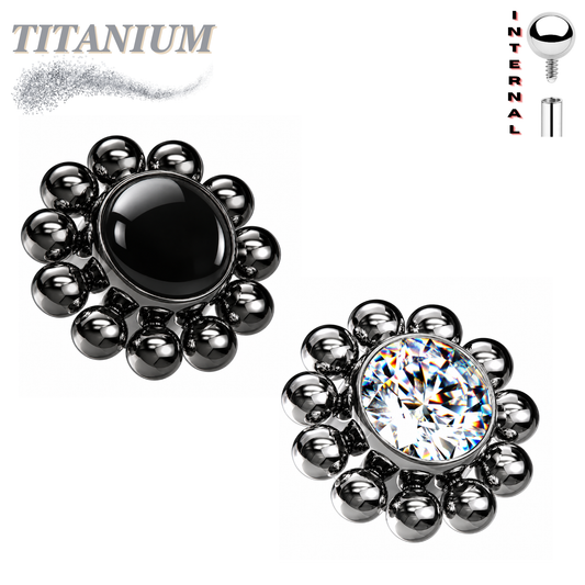 Titanium Internally Threaded 4mm Feature Middle with Bead Edge (Top Only)