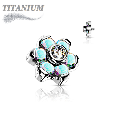 Titanium Internally Threaded CZ Flower (Top Only)